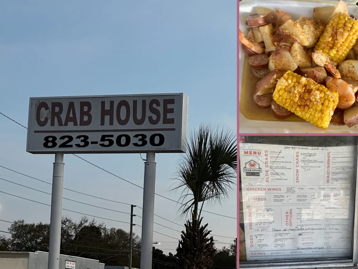 Boiled shrimp and crab dishes ready to go.