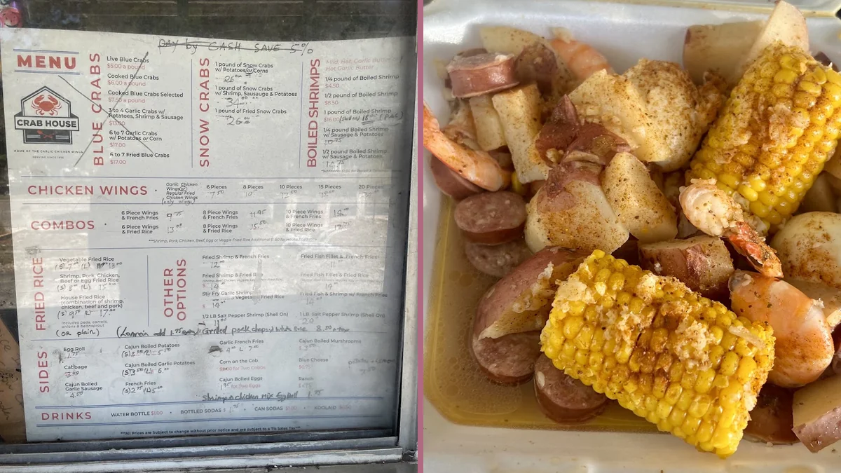 Boiled shrimp and crab dishes ready to go.